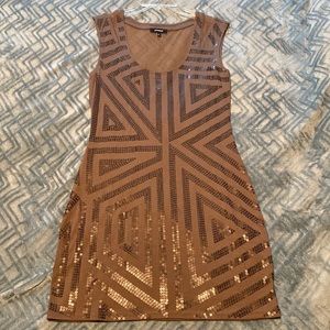 Express Brown Sequins Mini Dress